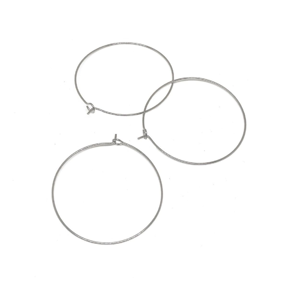 Brass Hoop Earrings For Jewellery Making 30 MM With Thickness:0.5mm Round Silver Color (Pack of 10 Pieces) [ac-jwlsupp-00033-m11]