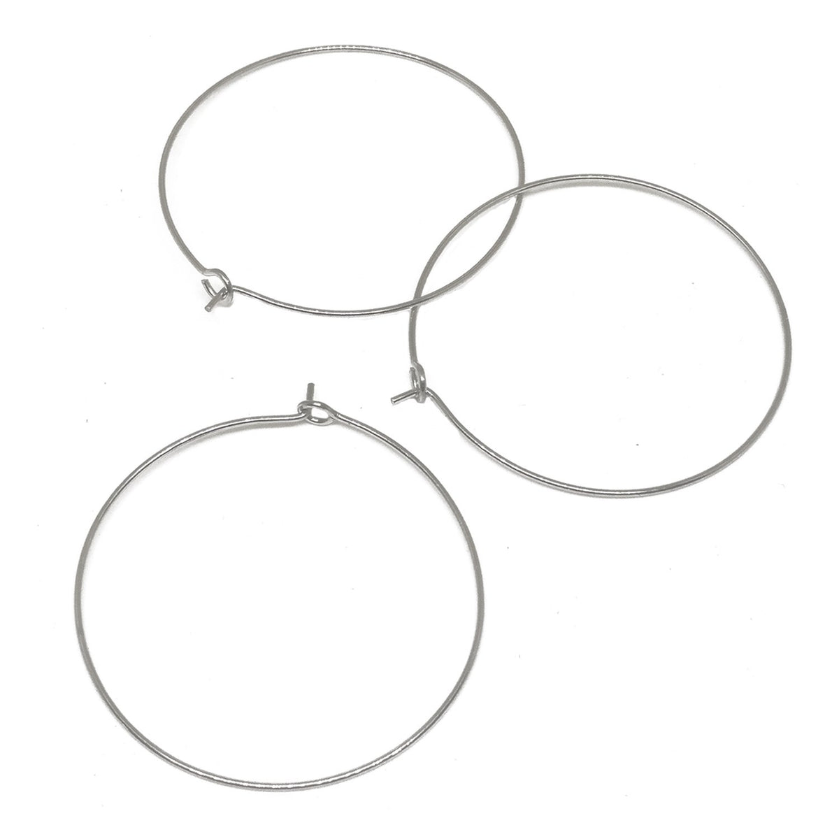 Tarnish Resistant 304-Stainless Steel Hoop Earrings 34mm Thickness:0.7mm Round Silver Color (10 Pieces) For Jewellery Making  [ac-jwlsupp-00034-m6]