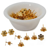 Jewellery Earring Making Stud Base (Pack of 40 Pieces) 9.5 MM Flat Round Flower Gold Color [10 Gm Wt] For Jewellery Making [ac-jwlsupp-00035-m6]