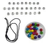 DIY Rakhi Making Kit Supplies Materials For 2 Rakhis (Thread, 2 Sets x A-Z Radium Silver Color CCB Beads, 24 Pcs Wooden Beads) - 1 Set [ac-jwlsupp-00040-m9]