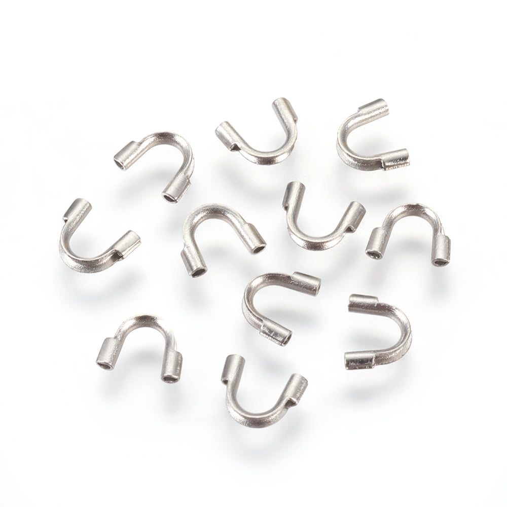 316-Stainless Steel Wire Guards (10 Pieces) 6x4 MM Silver Color For Jewellery Making [ac-jwlsupp-00041-m1]