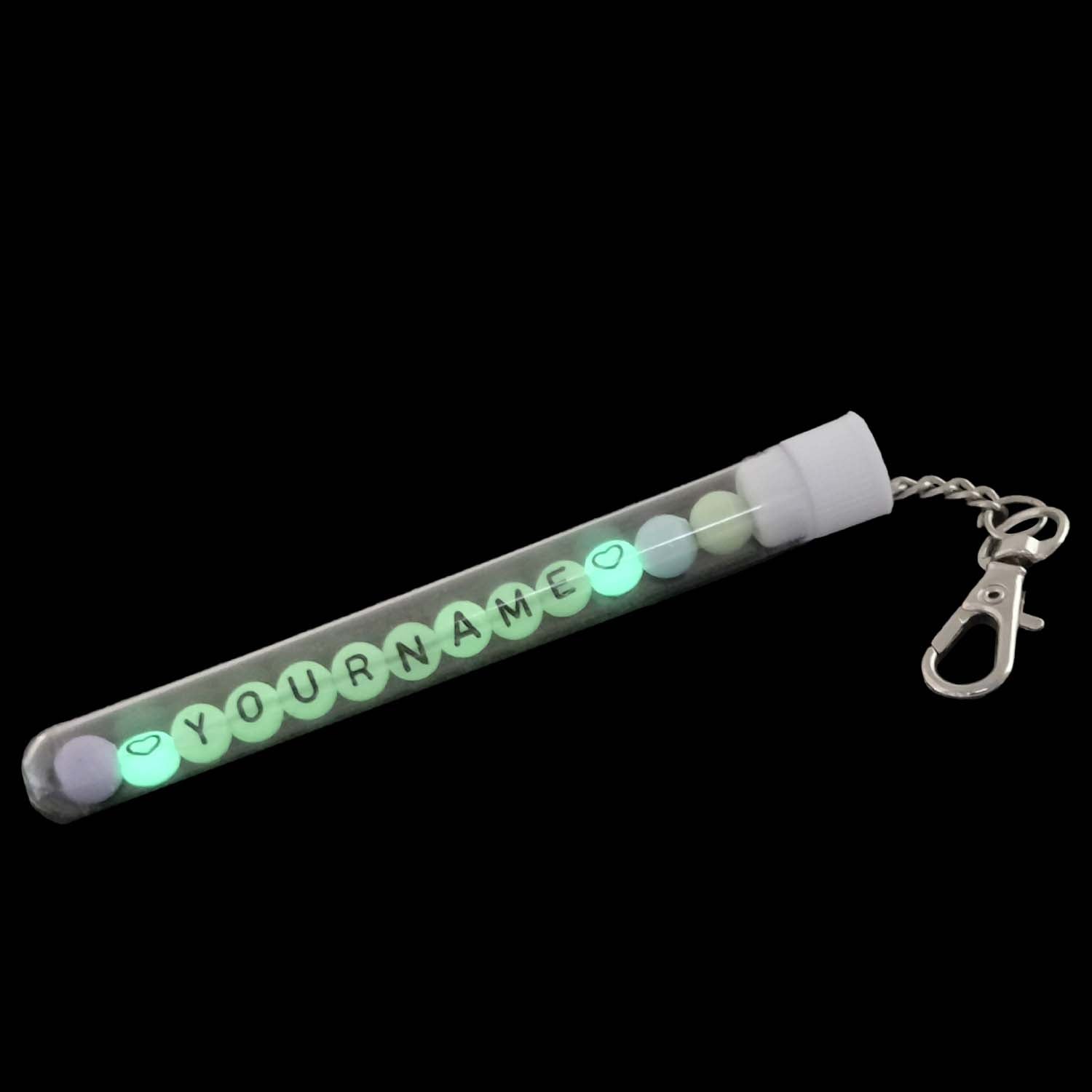 Glow In The Dark Personalized Name Customized Keychains Multicolor In Plastic Vial [ac-lfstylnaccs-00012-m8]