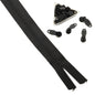 Size 5 Nylon Sewing Zippers 1.38 Inch (2 Meters) And Plastic Runners (10 Pieces) Black For Making Bags And Zip Accessories Utilities [ac-sewsupp-00002-combo5]