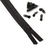 Size 5 Nylon Sewing Zippers 1.38 Inch (2 Meters) And Plastic Runners (10 Pieces) Black For Making Bags And Zip Accessories Utilities [ac-sewsupp-00002-combo5]