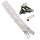 White Nylon Sewing Zippers (2 Meters) Size 1.38 Inch / 35 MM With 10 Pieces Steel Zip Pulls Runners Fasteners For Bags And Accessories [ac-sewsupp-00004-combo10]