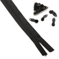 Black Nylon Sewing Zippers (2 Meters) Size 1.38 Inch No:5 / 35 MM and 10 Pieces Black Zip Pulls Runners Fasteners For Making Bags [ac-sewsupp-00004-combo3]