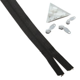Black Nylon Sewing Zippers (2 Meters) Size 1.38 Inch No:5 / 35 MM and 10 Pieces White Zip Pulls Runners Fasteners For Bags And Accessories [ac-sewsupp-00004-combo4]