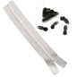White Nylon Sewing Zippers (2 Meters) Size 1.38 Inch No:5 / 35 MM and 10 Pieces Black Zip Pulls Runners Fasteners For Making Bags [ac-sewsupp-00004-combo5]