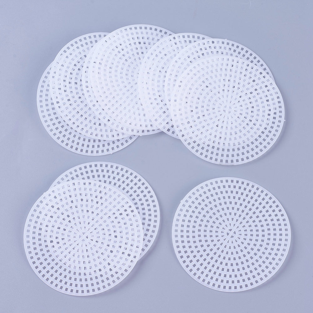 Embroidery Canvas Mesh Plastic Sheets 4.5 Inch (1 Piece) Round White For Cross Stitching DIY Sewing Knitting Crochet Crafts [ac-sewsupp-00006-m15]