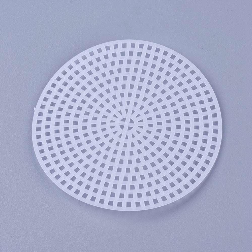 Embroidery Canvas Mesh Plastic Sheets 4.5 Inch (1 Piece) Round White For Cross Stitching DIY Sewing Knitting Crochet Crafts [ac-sewsupp-00006-m15]