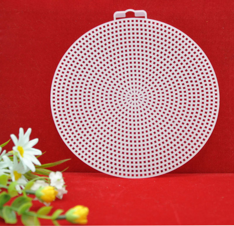 Embroidery Canvas Mesh Plastic Sheets 6 Inch (1 Piece) Round White For Cross Stitching DIY Sewing Knitting Crochet Crafts [ac-sewsupp-00006-m16]