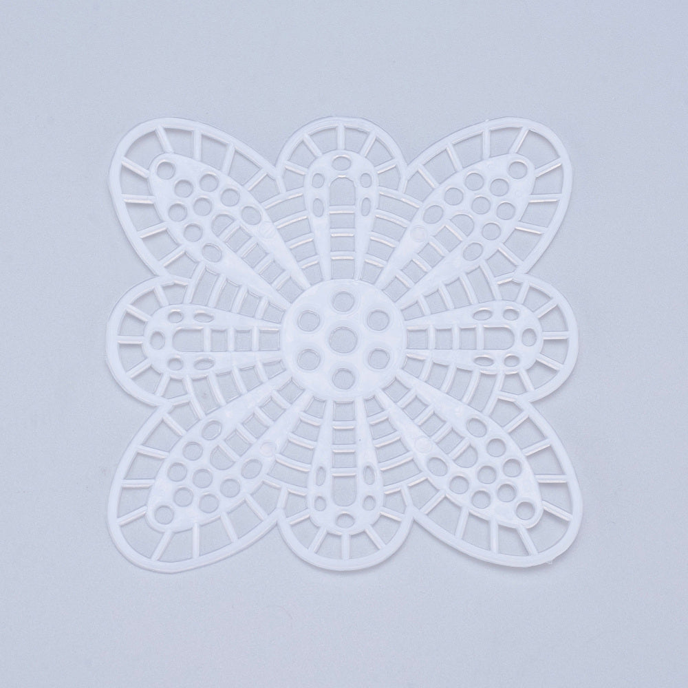 Embroidery Canvas Mesh Plastic Sheets 3.25x3.25 Inch (1 Piece) Hole 4x4mm Flower White For Cross Stitching DIY Knitting Crochet Crafts [ac-sewsupp-00006-m6]