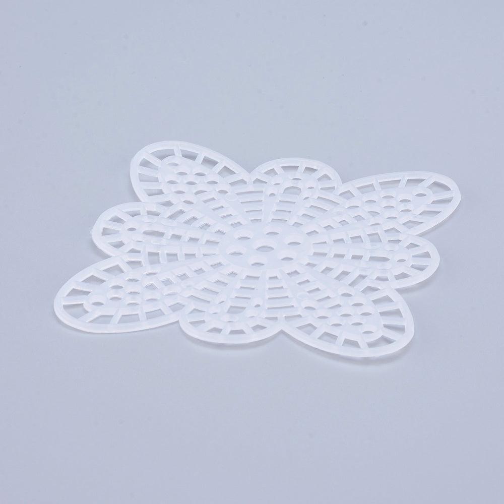 Embroidery Canvas Mesh Plastic Sheets 3.25x3.25 Inch (1 Piece) Hole 4x4mm Flower White For Cross Stitching DIY Knitting Crochet Crafts [ac-sewsupp-00006-m6]