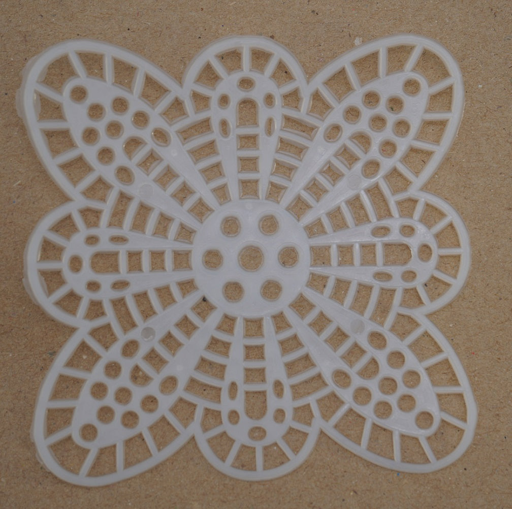 Embroidery Canvas Mesh Plastic Sheets 3.25x3.25 Inch (1 Piece) Hole 4x4mm Flower White For Cross Stitching DIY Knitting Crochet Crafts [ac-sewsupp-00006-m6]