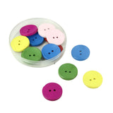 Wooden Buttons (25 Pieces) 25x4.5 Round Mixed Colors Plain 2-Holes For Embroidery Sewing Crafts [jefs-bttns-00112-m4]