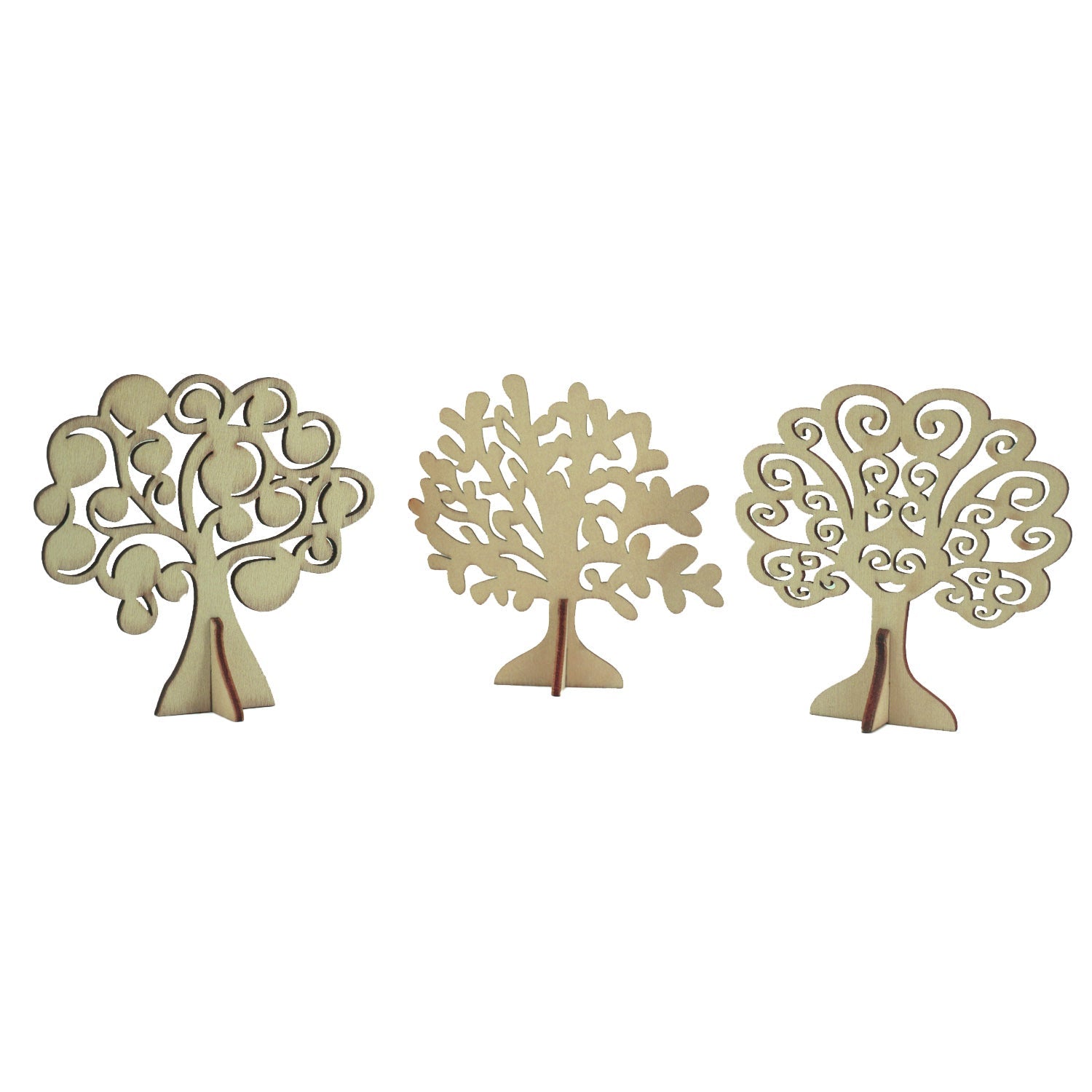 3 Inch Wooden Earring Jewellery Random Assorted Shape Display Stand (1 Piece) Natural Wood Color [jefs-dispcrdtool-00003-m1]