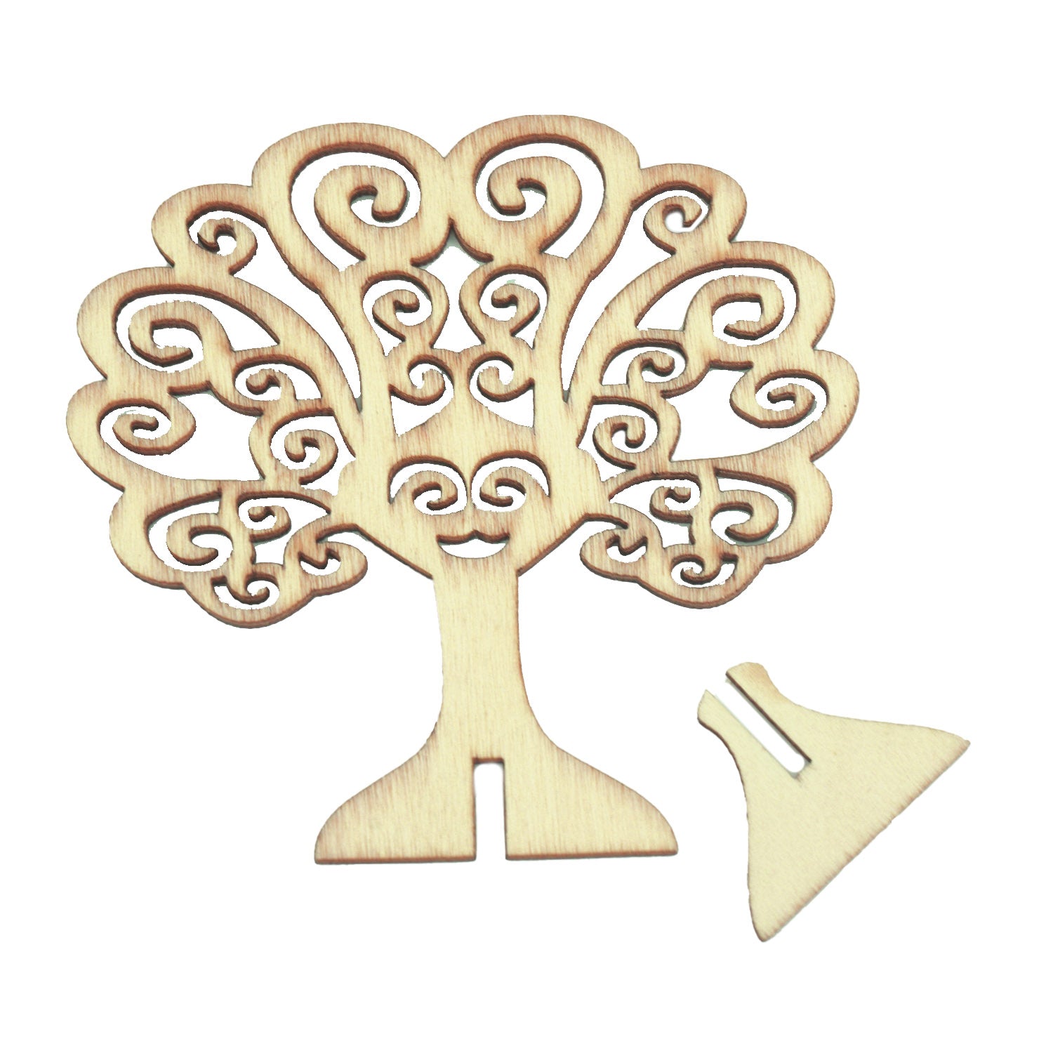 3 Inch Wooden Earring Jewellery Random Assorted Shape Display Stand (1 Piece) Natural Wood Color [jefs-dispcrdtool-00003-m1]