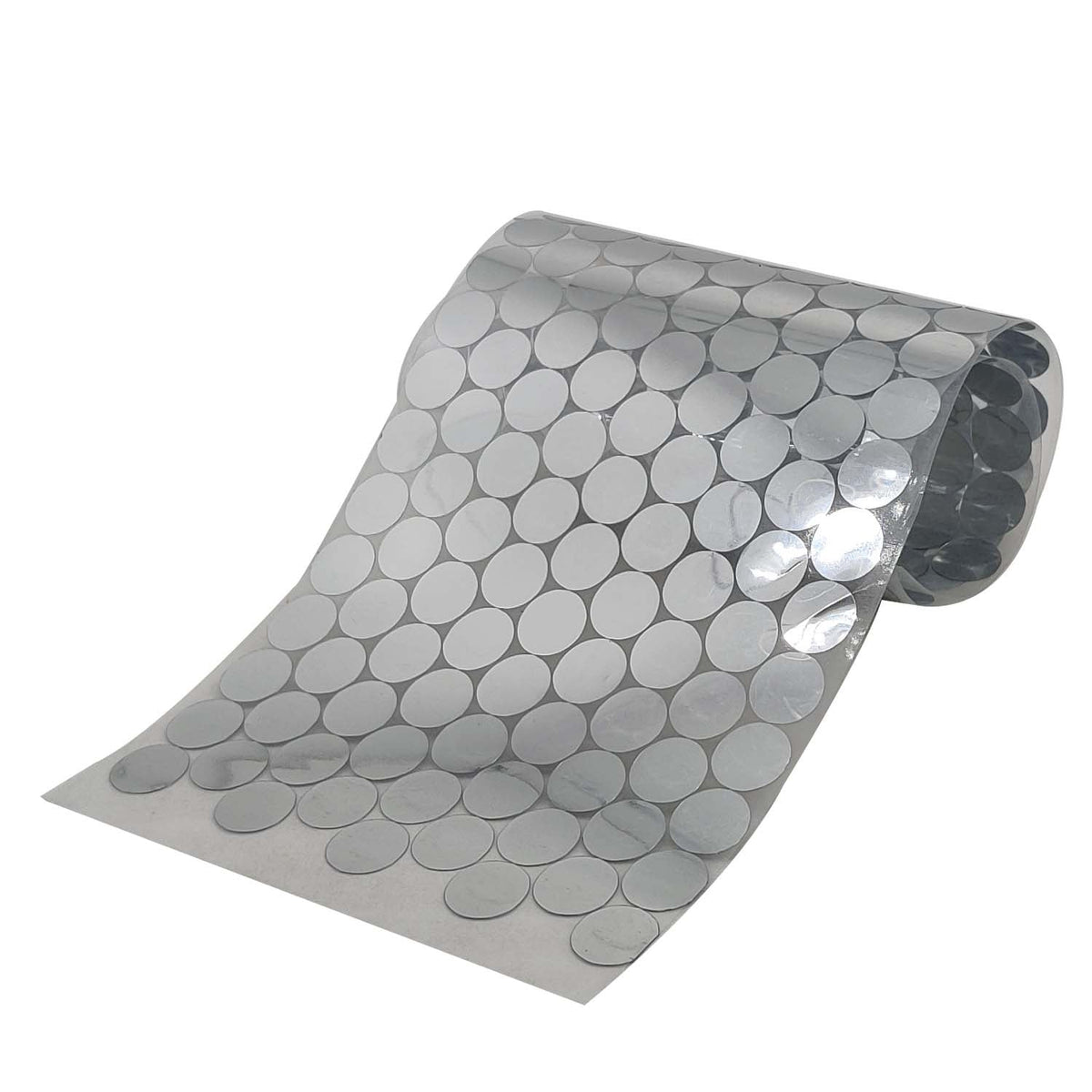 Plastic Foil Stickers 16 MM Round (1 Sheet, 250+ Pieces) Silver Color For Packing Coding Identification Markers [jefs-dispcrdtool-00005-m2]