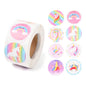 Paper Stickers 1 Inch / 2.5 CM (1 Roll, 500 Stickers) Unicorn Theme Round Multicolor Gift Packing Tags [jefs-dispcrdtool-00007-m12]