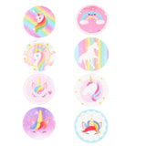 Paper Stickers 1 Inch / 2.5 CM (1 Roll, 500 Stickers) Unicorn Theme Round Multicolor Gift Packing Tags [jefs-dispcrdtool-00007-m12]