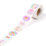 Paper Stickers 1 Inch / 2.5 CM (1 Roll, 500 Stickers) Unicorn Theme Round Multicolor Gift Packing Tags [jefs-dispcrdtool-00007-m12]