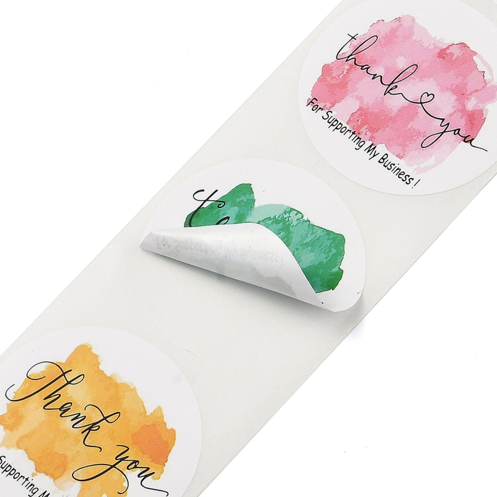 Paper Stickers 1.5 Inch / 3.75 CM (1 Roll, 500 Stickers) Thank You For Supporting My Small Business Printed Round Multicolor Gift Packing Tags [jefs-dispcrdtool-00007-m14]