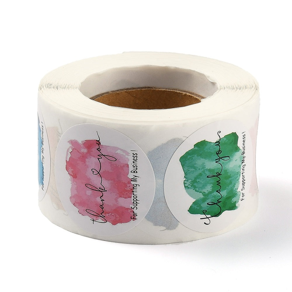 Paper Stickers 1.5 Inch / 3.75 CM (1 Roll, 500 Stickers) Thank You For Supporting My Small Business Printed Round Multicolor Gift Packing Tags [jefs-dispcrdtool-00007-m14]