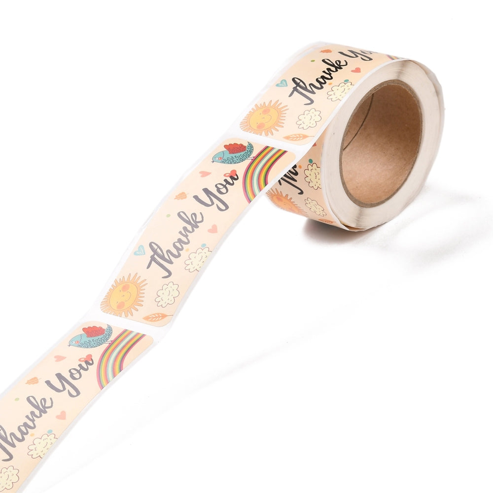 Paper Stickers 3x1 Inch / 7.5x2.5 CM (1 Roll, 120 Stickers) Thank You Printed Rectangle Multicolor Gift Packing Tags [jefs-dispcrdtool-00007-m16]