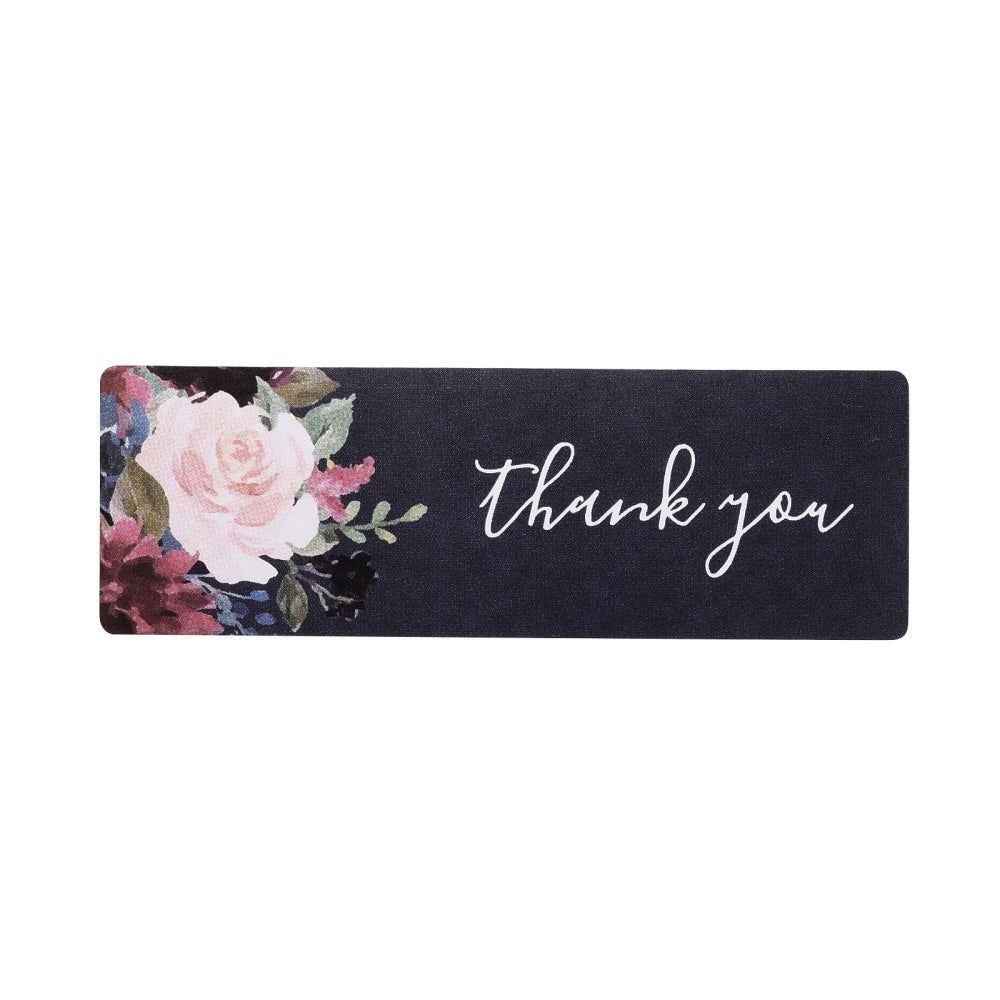 Paper Stickers 2.25x1.1 Inch / 6x2.9 CM (1 Roll, 120 Stickers) Thank You Printed Rectangle Black Gift Packing Tags [jefs-dispcrdtool-00007-m22]