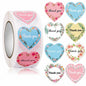 Paper Stickers 1 Inch / 2.5 CM (1 Roll, 500 Stickers) Thank You Printed Heart Multicolor Gift Packing Tags [jefs-dispcrdtool-00007-m27]