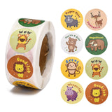 Paper Stickers 1 Inch / 2.5 CM (1 Roll, 500 Stickers) Animal Cartoon With Expressions Round Multicolor Gift Packing Tags [jefs-dispcrdtool-00007-m9]