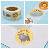 Paper Stickers 1 Inch / 2.5 CM (1 Roll, 500 Stickers) Animal Cartoon With Expressions Round Multicolor Gift Packing Tags [jefs-dispcrdtool-00007-m9]