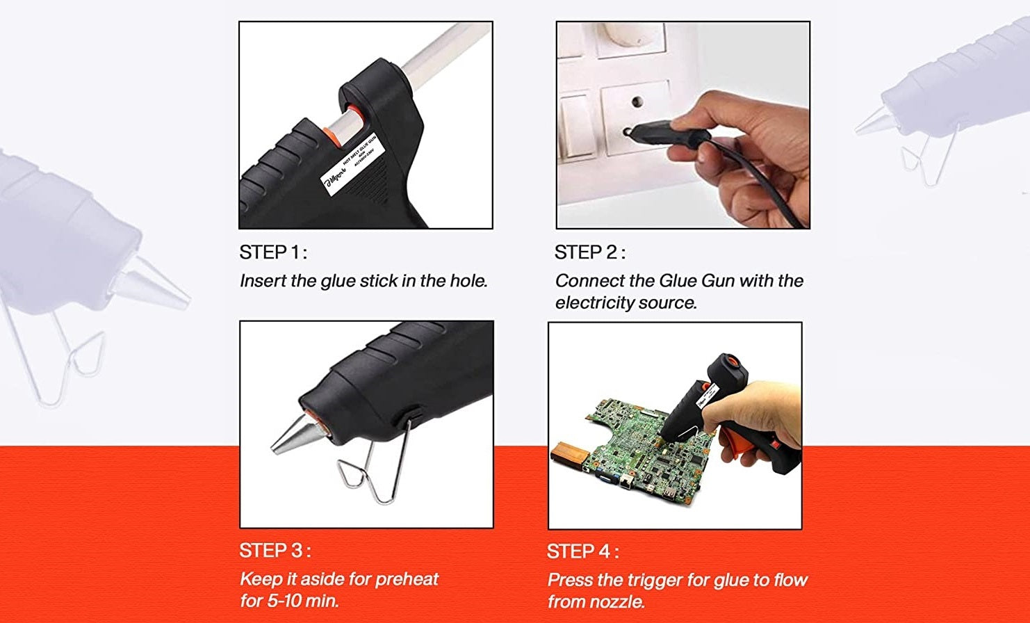 Glue Gun 40 Watt (1 Gun + 1 Piece Stick Of Size 11 MM And Length 8 Inch) For Hot Melt Adhesive DIY Crafts Heating Multipurpose [jefs-dispcrdtool-00038-combo2]