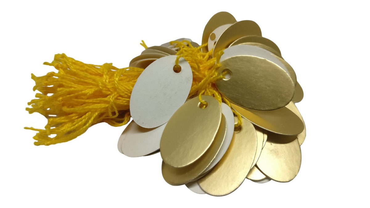 Paper Price Tags 2.5x1.8cm Oval Bronze And White (Sold as 1 set, 95-100 Tags/set) [jefs-dispcrdtool-00067-m1]