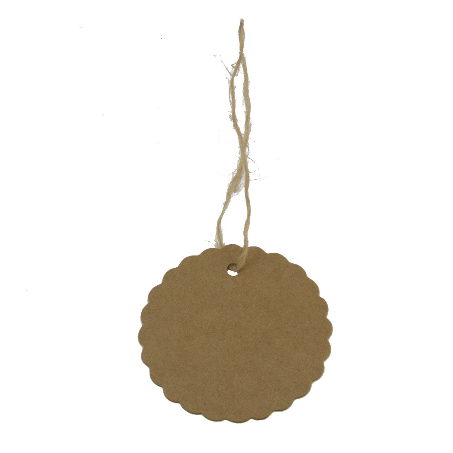 Paper Price Display Tags For Jewellery Craft Multi-Purpose 6cm With Hemp Jute Rope Round Flower Brown (Pack of 10 pieces) [jefs-dispcrdtool-00180-m1]