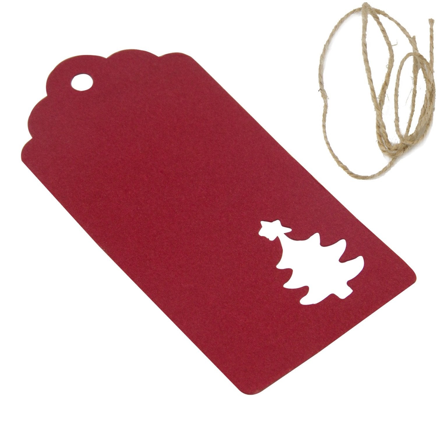 Paper Display Tags For Gifts Jewellery Bags Crafts Multi-Purpose With Cord 9x4.5cm Rectangle Christmas Tree [jefs-dispcrdtool-00188]