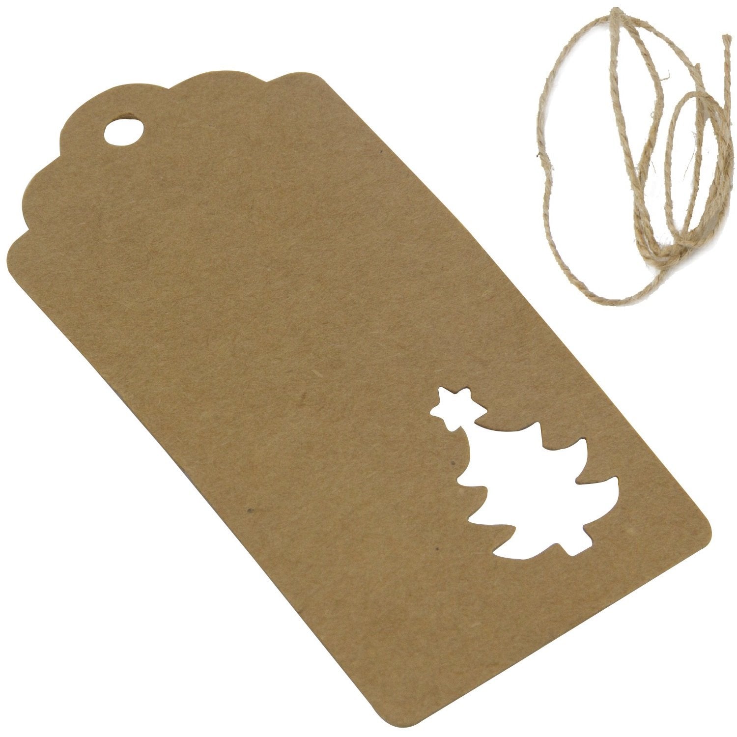 Paper Display Tags For Gifts Jewellery Bags Crafts Multi-Purpose With Cord 9x4.5cm Rectangle Christmas Tree