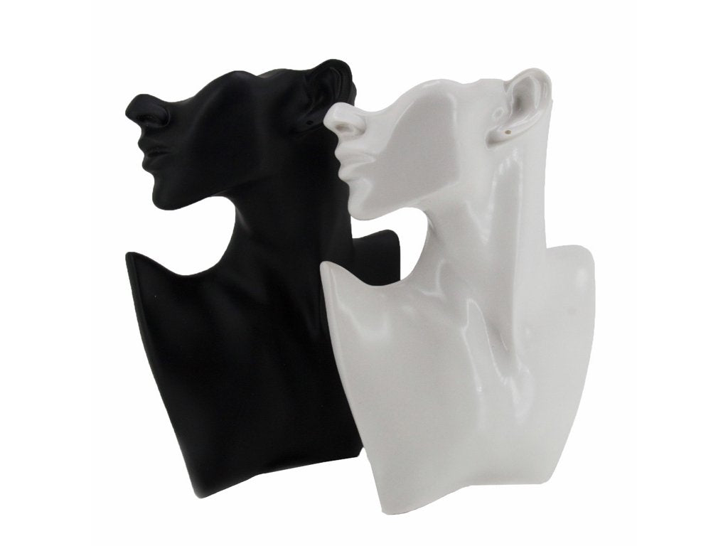 Plaster Of Paris Plastic Jewellery Necklace Earring Display Stand Bust Half Face 28x18x6xcm (11x7 Inch) Mannequin [jefs-dispcrdtool-00199]