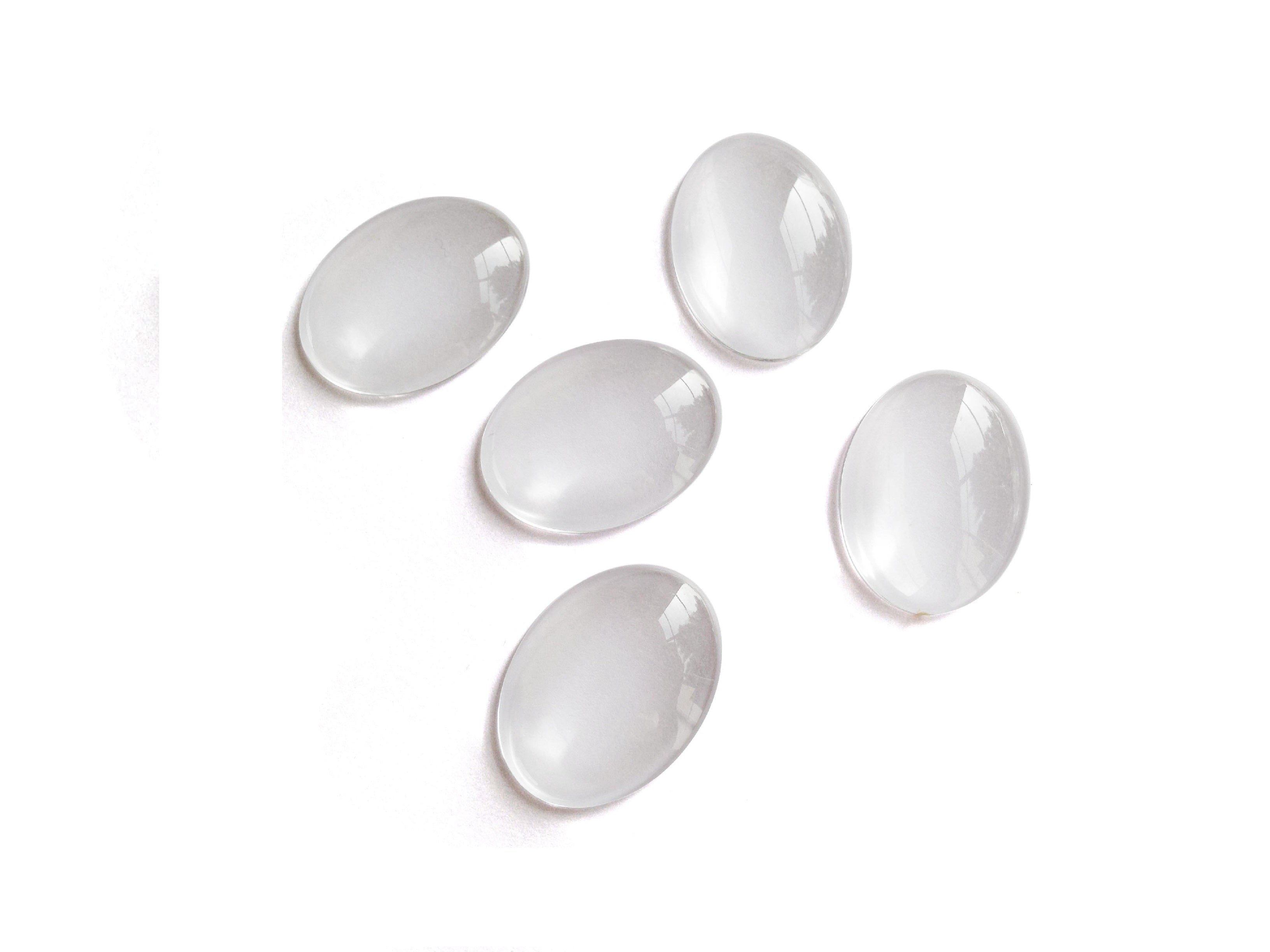 Glass Embellishments Cabochons 25x18x5 MM Oval Transparent Color (Pack of 4 pieces) [jefs-embelshcabo-00001-m1]