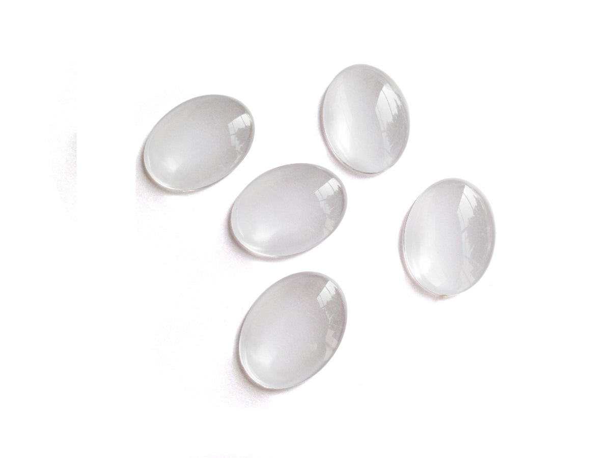 Glass Embellishments Cabochons 25x18x5 MM Oval Transparent Color (Pack of 4 pieces) [jefs-embelshcabo-00001-m1]