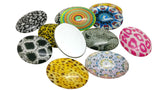 Glass Patches Embellishments Cabochons Random Assorted Design Print 40x30x7xmm Oval Random Assorted Color (Pack of 4 pieces) [jefs-embelshcabo-00002-m3]