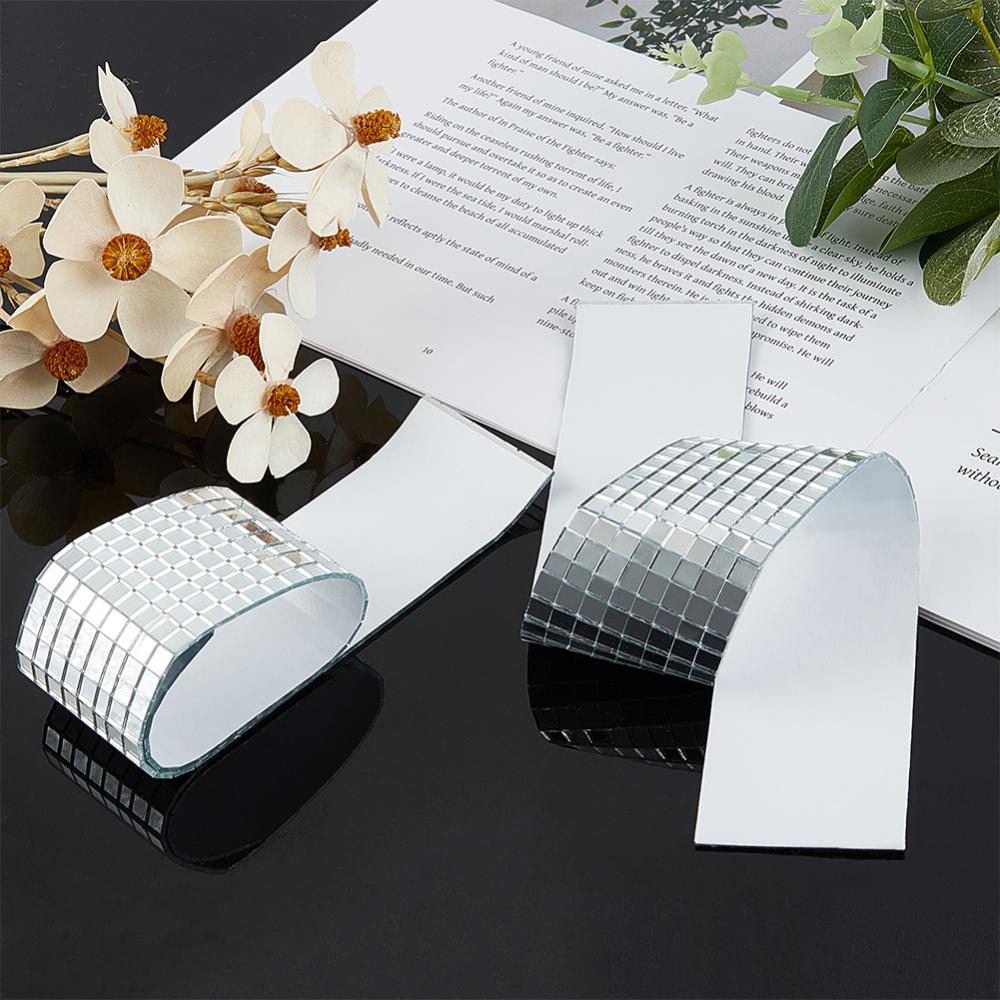 Mini 5 MM Self Adhesive Glass Mirror Stickers (1 Roll, 480 Pieces) Transparent Square For Embroidery Crafts Jewellery Making Decoration [jefs-embelshcabo-00005-m1]