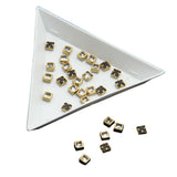 Glue On Kundan Stones Flat Back Metal Glass Square 4x4 MM (125 Pieces) Transparent For Jewellery Making Garment Embellishments [10 GMs] [jefs-embelshcabo-00120-m10]