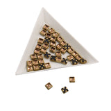 Glue On Kundan Stones Flat Back Metal Glass Square 4.5x2.25 MM (70 Pieces) Golden Brown For Jewellery Making Garment Embellishments [10 GMs] [jefs-embelshcabo-00121-m11]