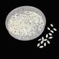 Plastic Half Pearls Pastable Embellishments (250 Pieces) 7.2x3.5x1.2 MM Beads Oval With Stripes Off White For Jewellery Making Garments Nails Arts Crafts And Decoration [5 Grams] [jefs-embelshcabo-00125-m5]