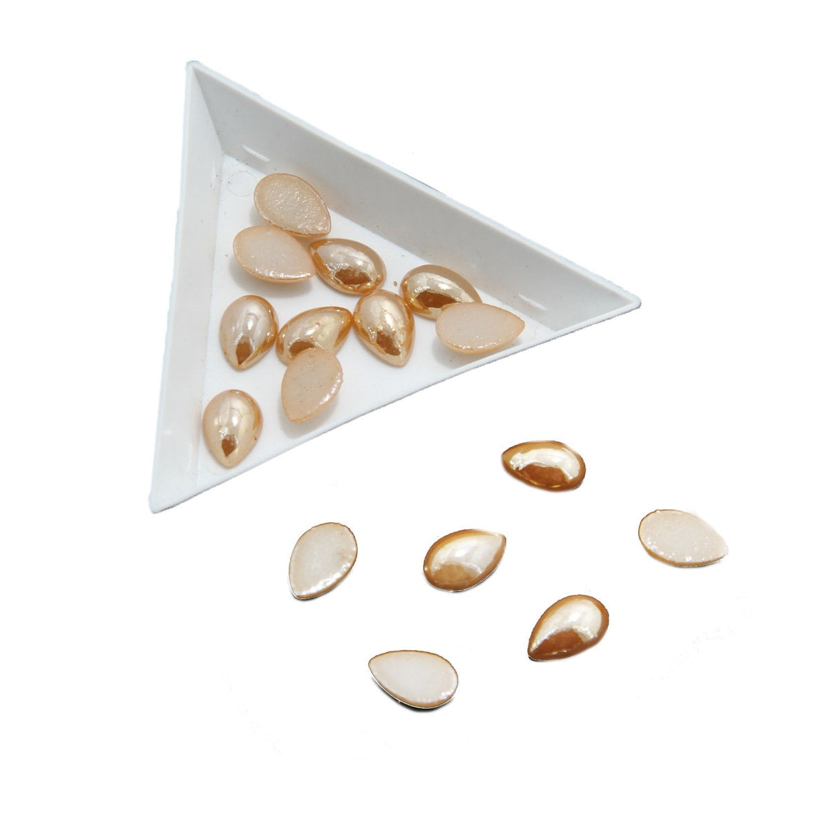 Acrylic Kundan Stones Embellishments Cabochons 11.5x7.5x3.5 MM Drop (60 Pieces, 25 GMs) Peach For Embroidery Garments Jewellery Making [jefs-embelshcabo-00130-m12]