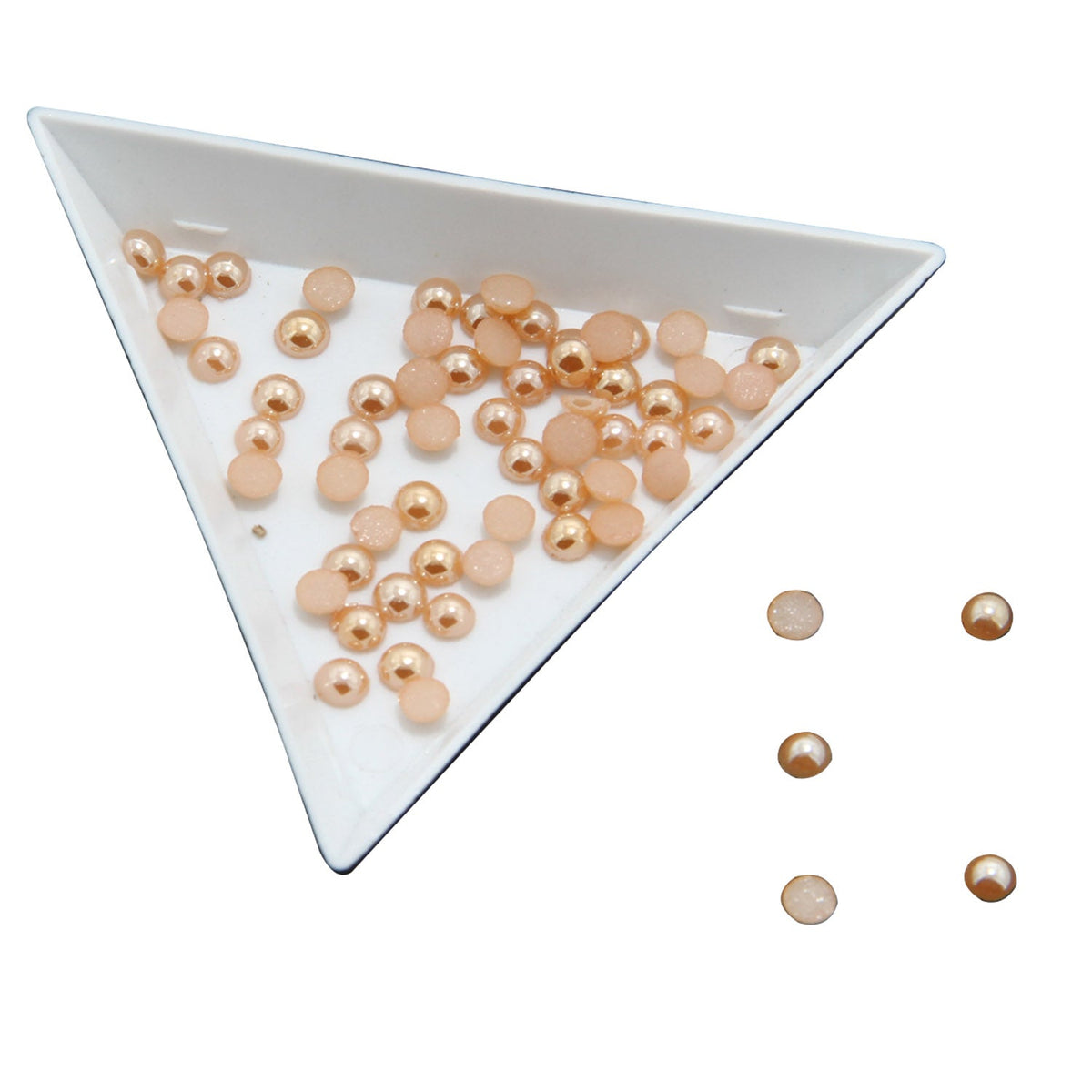 Acrylic Kundan Stones Embellishments Cabochons 3.75x1.75 MM Round (500 Pieces, 25 GMs) Peach For Embroidery Garments Jewellery Making [jefs-embelshcabo-00130-m1]