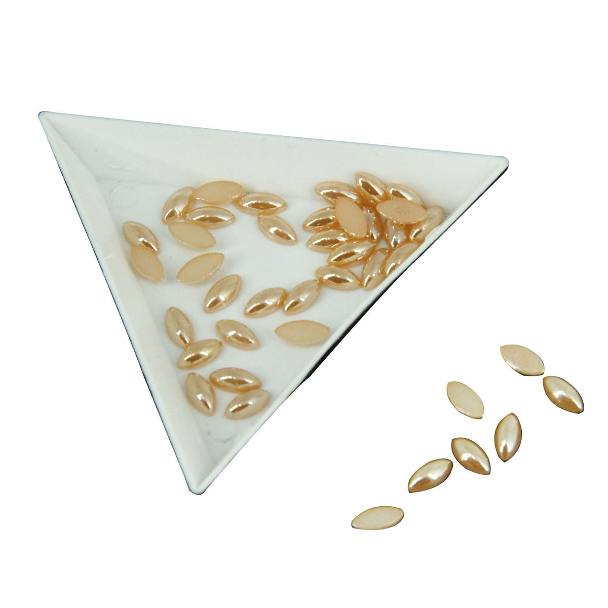Acrylic Kundan Stones Embellishments Cabochons 7.5x3.5x2 MM Oval (250 Pieces, 25 GMs) Peach For Embroidery Garments Jewellery Making [jefs-embelshcabo-00130-m5]