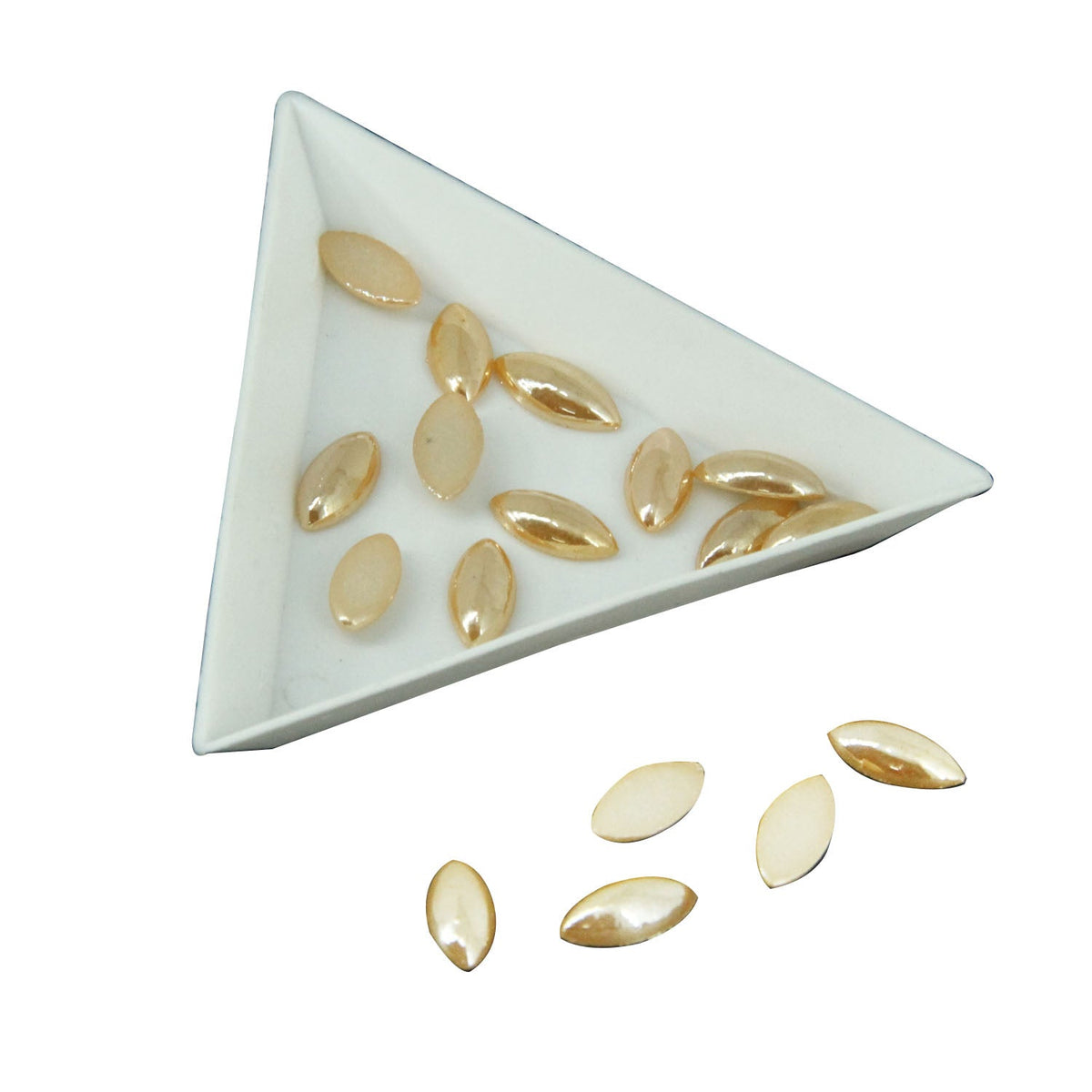 Acrylic Kundan Stones Embellishments Cabochons 11.5x5.5x3 MM Oval (80 Pieces, 25 GMs) Peach For Embroidery Garments Jewellery Making [jefs-embelshcabo-00130-m6]