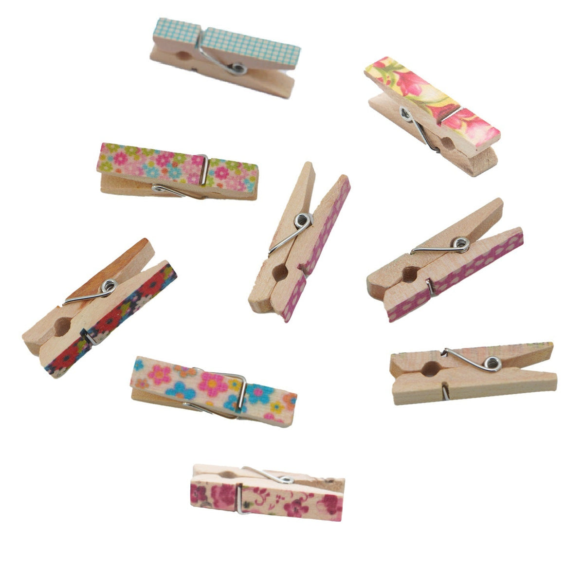 Small Wooden Craft Clips 3.5 CM (Pack Of 10 Pieces) Pegs Mixed Designs Colors [jefs-gnrlcrftsupp-00002-m1]